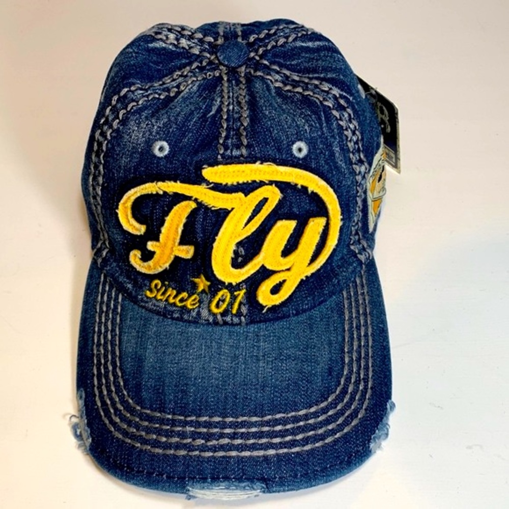90s Style Distressed Denim Ball Cap NWT - Picture 2 of 6